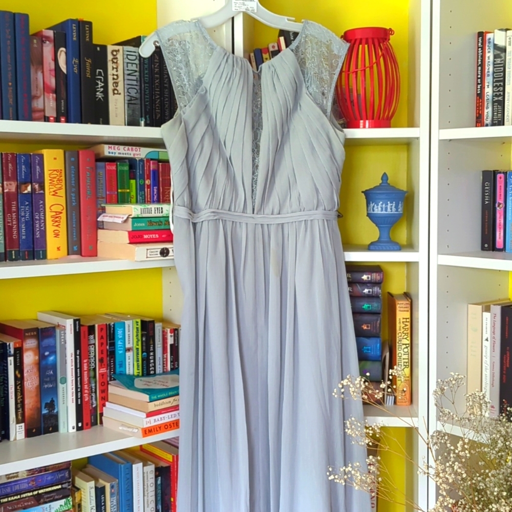 David's Bridal Bridesmaid Dress - Chiffon Dress with Chantilly Lace